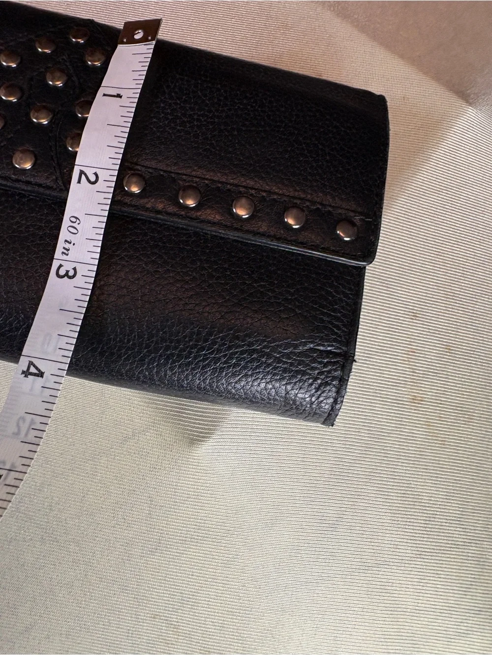 Via Spiga Black Leather Studded Clutch Wallet